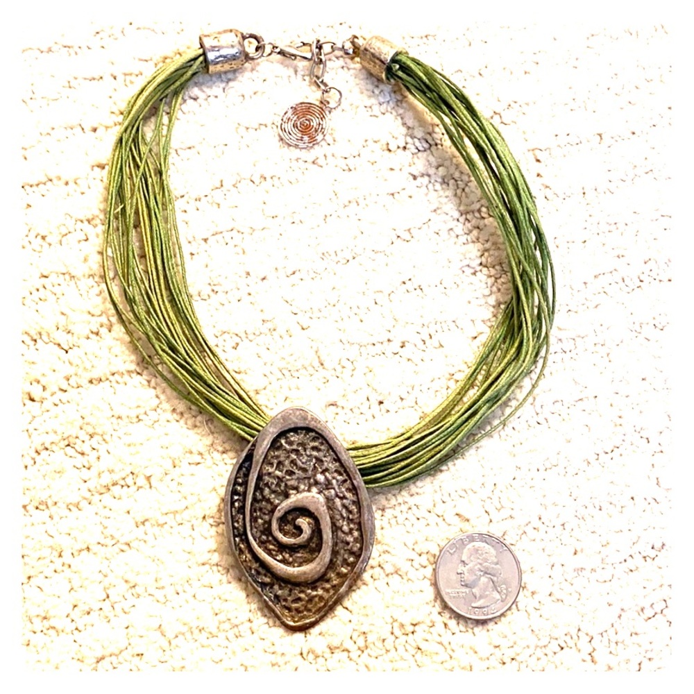 Green and silver statement necklace